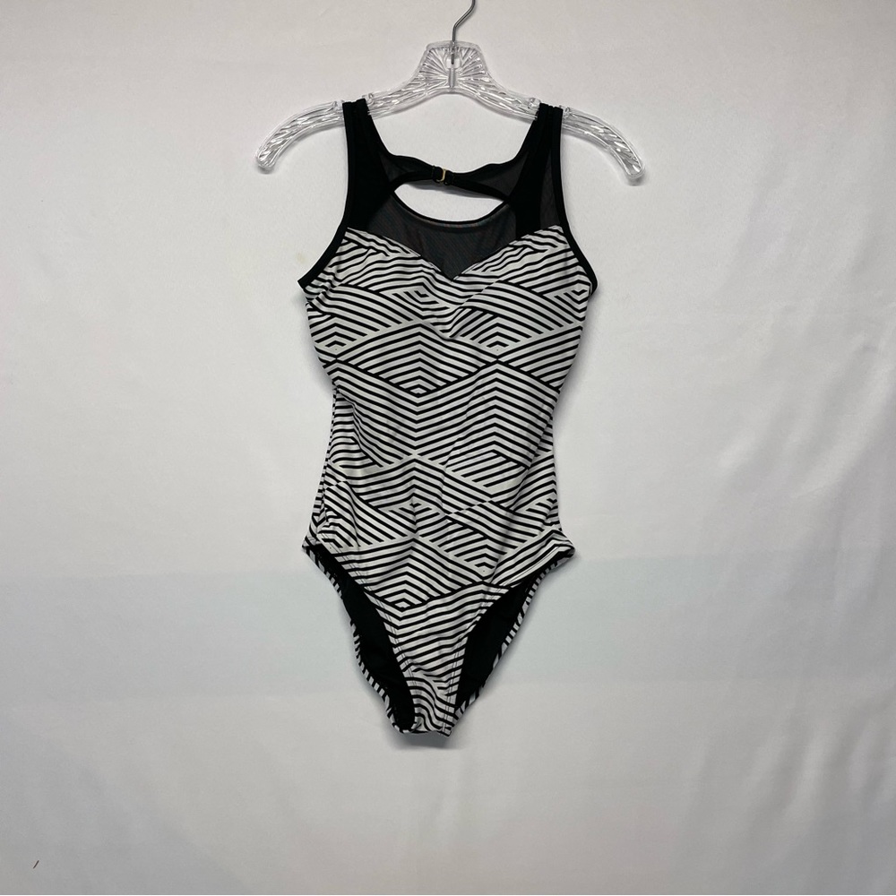 Sea And Sand Black And White Stripe One Piece Swimsuit Bathing Built In Bra